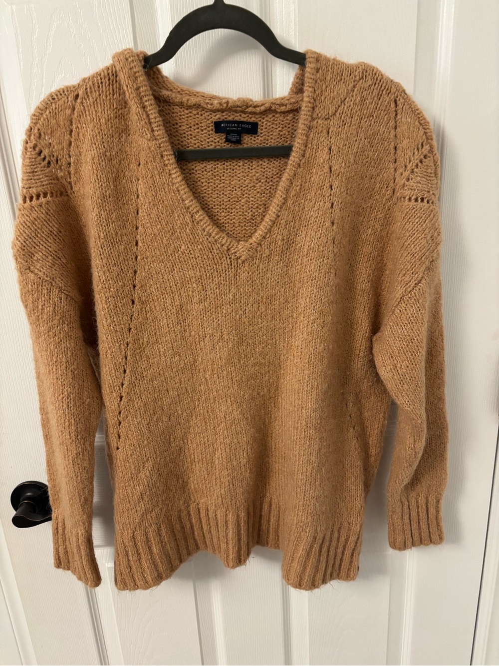 American Eagle Outfitters V-Neck Sweater - Camel Brown